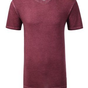 Four41 Hipster Longline Short-Sleeved Pigment T-Shirt Burgundy